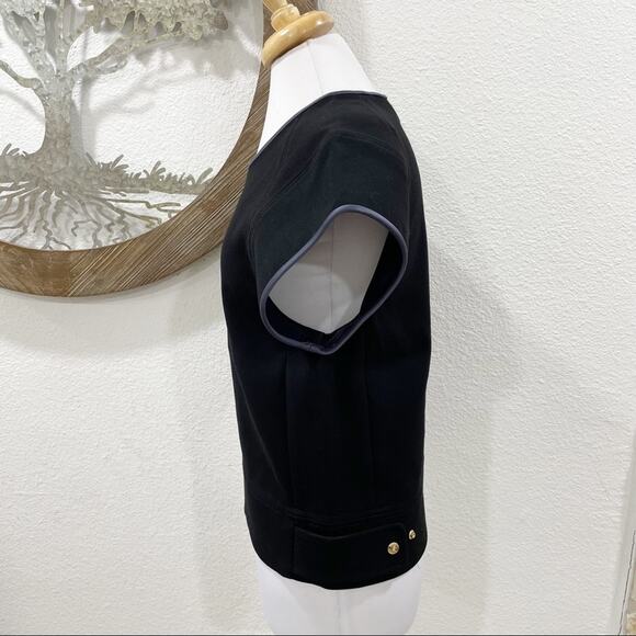 Wilfred Boxy Structured Top Snap Waist Blouse Black Blue XS - Picture 3 of 8